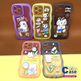 7PLUS 11 13 13PRO 13PROMAX เคสมือถือนิ่มใสกันกล้องขอบหยัก ซิลิโคน TPU ลายการ์ตูน