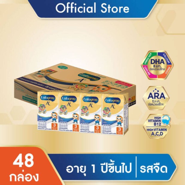 เอนฟาโกร เอพลัส A+ สูตร 3 รสจืด นมกล่อง ยูเอชที สำหรับ เด็ก ขนาด 110 มล. 48 กล่อง/ลัง 110 ml