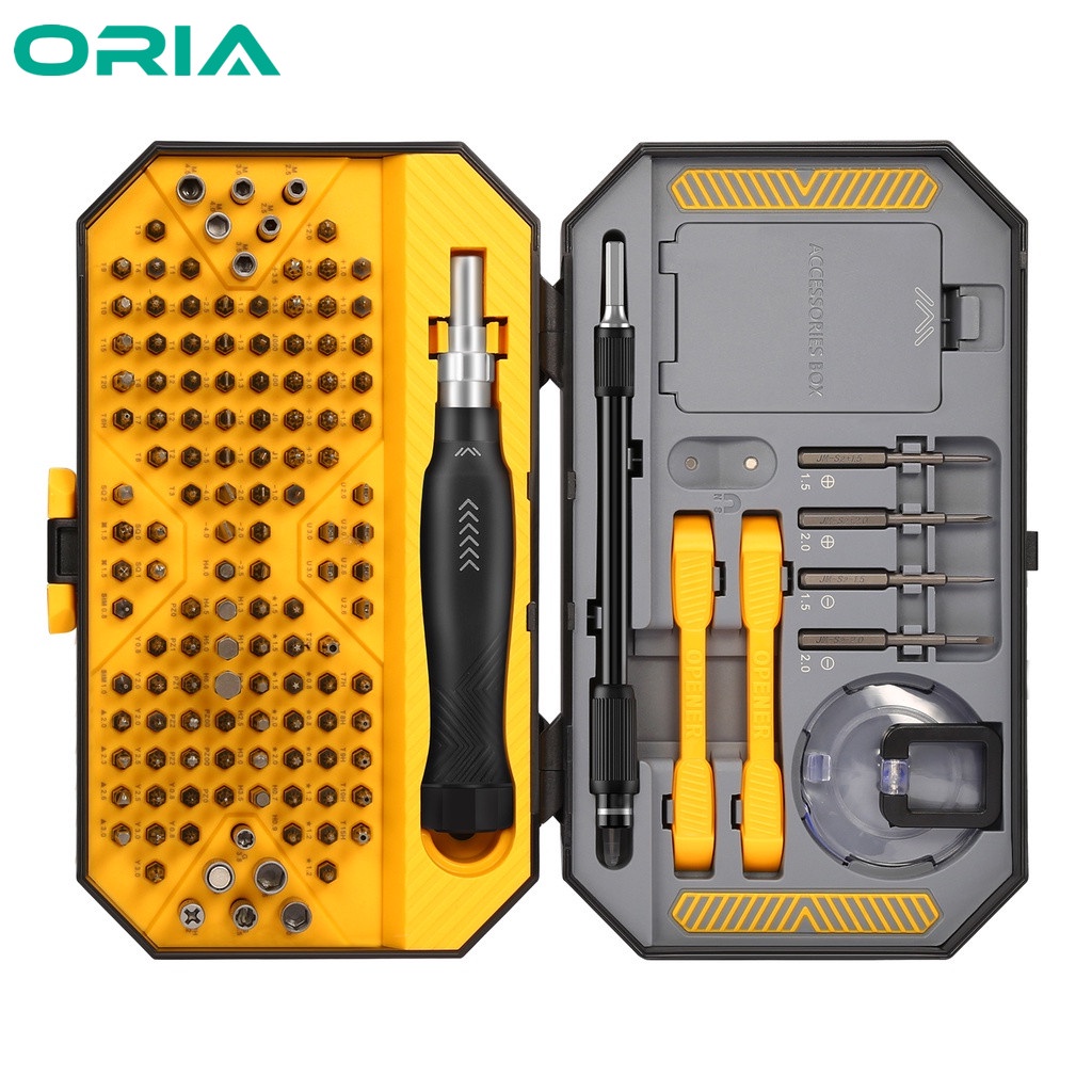 Oria 145 in 1 ชุดเครื่องมือไขควง แม่นยํา พร้อมก้านต่อขยายบิตแม่เหล็ก 132 ชิ้น สําหรับสมาร์ทโฟน นาฬิกา เครื่องใช้ในบ้าน