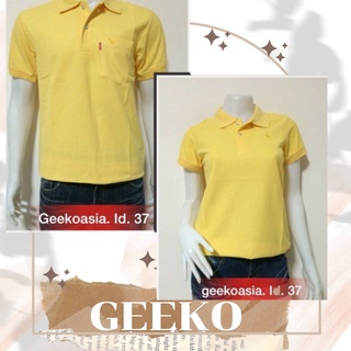 เสื้อโปโลกวาง Geeko แท้100% ชาย/หญิง ID37 สีเหลืองอ่อน