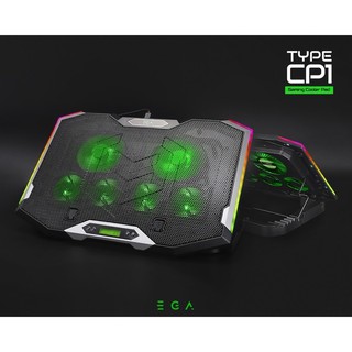 EGA TYPE CP1 RGB COOLER PAD พัดลมระบายอากาศ สำหรับ Notebook พัดลม 6 ตัวปรับระดับได้ ขนาด 9-17 นิ้ว