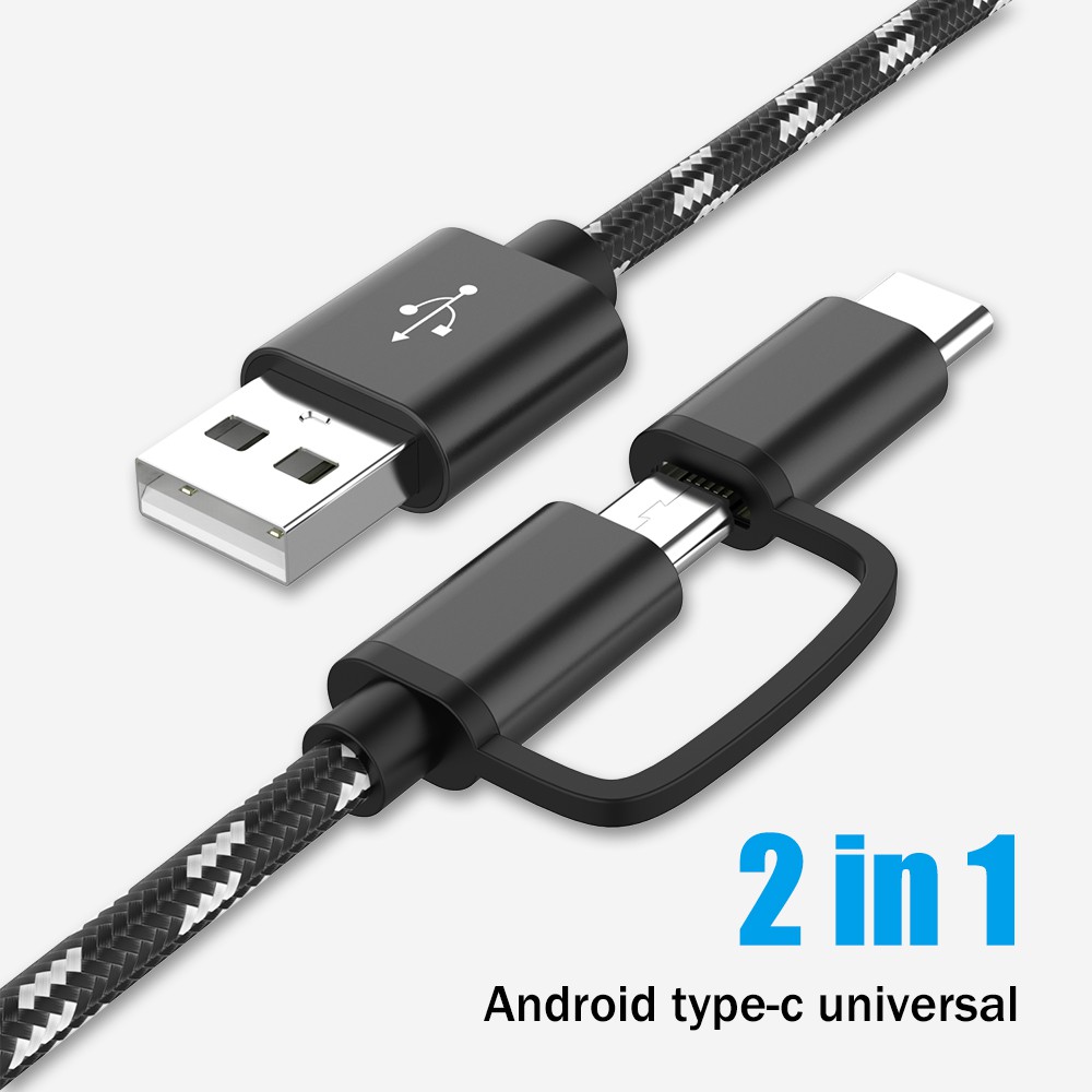 1 ม. Usb Type C Micro Usb 2 In 1 Fast Charging สายเคเบิ้ลชาร์จแบต ...
