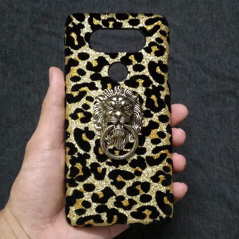 3D Bling Leopard Metal Lion Head Finger Ring Stand Holder Back Hard Cover Case สําหรับ LG G6 G4 G5 V