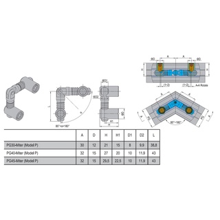 อลูมิเนียนโปร์ไฟล์ (อุปกรณ์) Aluminum Profile Accessories, ACM (Anchor Connector Miter) "KAWASHO"