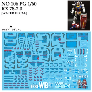 ดีคอลน้ำ [DELPI] 106 PG RX 78-2.0 1/60 [WATER DECAL]