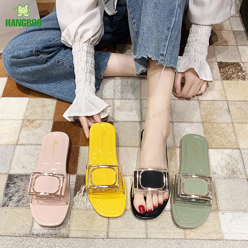 HANGROO A1176-2 SHOES รองเท้าแตะ แบบสวม ส้นแบน สไตล์เรียบหรู