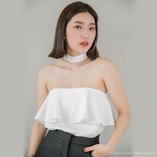 Pinkrose_Boutiq Luna Top  เสื้อผ้าแฟชั่นผู้หญิง เสื้อสายเดี่ยว เสื้อสีขาว เสื้อสีดำ เสื้อสีเบจ เสื้อเกาะอก เรียบหรู