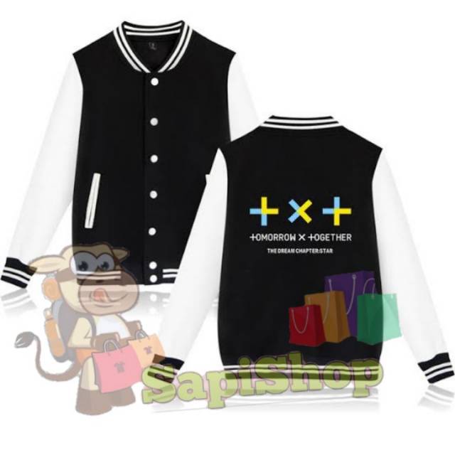 เสื้อแจ็คเก็ตเบสบอล Kpop varsity TXT TOMORROW X TOGETHER