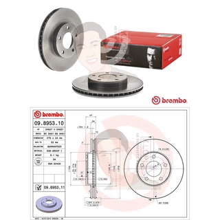 09 8953 11 จานเบรค ล้อ F (ยี่ห้อ BREMBO) รุ่น UV MAZDA Tribute 2.0 2.3 3.0 ปี 2001-&gt;