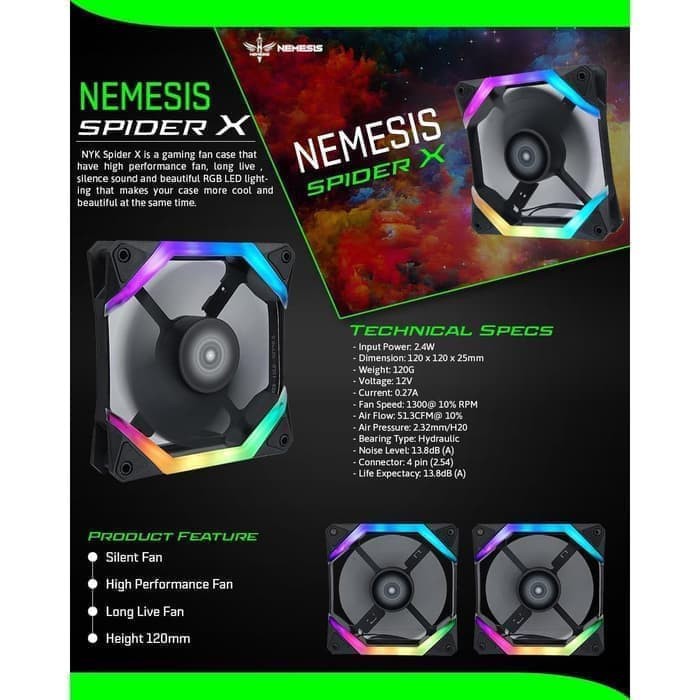 NYK SPIDER X RGB - พัดลมแคสติ้ง 12 ซม. RGB