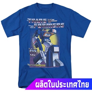 เสื้อยืดครอปภาพยนตร์อเมริกัน หม้อแปลงไฟฟ้า Transformers Soundwave T Shirt &amp; Stickers teeคอกลม แฟชั่น  ผ้าฝ้ายแท้ เสื้อยื