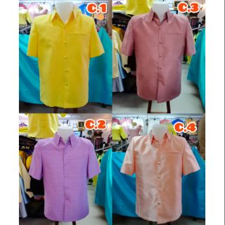 เสื้อซาฟารีชาย ไหมผสม ทรงสูท คอเชิ้ต หลากสี