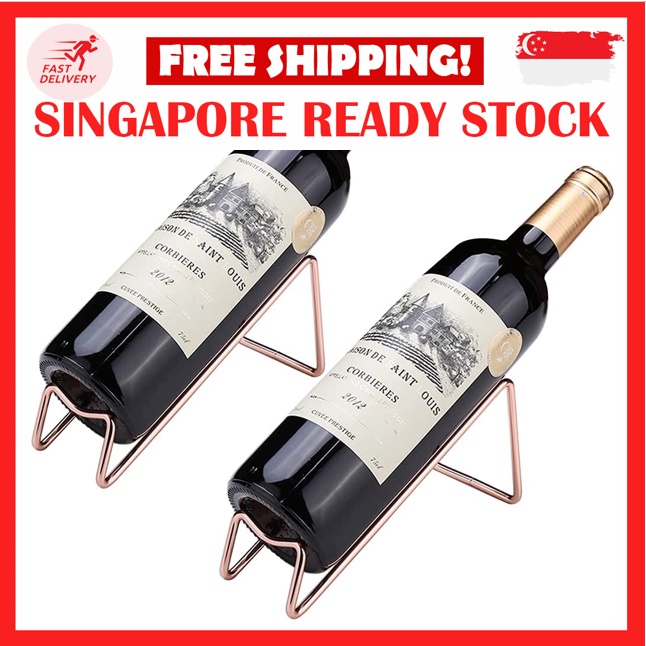 2PCS WINE RACK DESIGNER ROSE GOLD โลหะไวน์ RACK ขาตั้งฟรี COUNTING TOP HOLDER การออกแบบ GEOMETRIC สํ