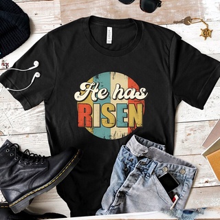 เสื้อยืด ผ้าฝ้าย พิมพ์ลายกราฟฟิค He Has Risen Religious สําหรับคริสเตียน โบสถ์ พระเยซู