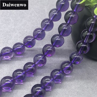 AAAAA Amethyst Beads อเมทิสลูกปัด 6/8/10 มิลลิเมตรรอบธรรมชาติหลวมหิน Diy สำหรับสร้อยข้อมือผู้หญิง