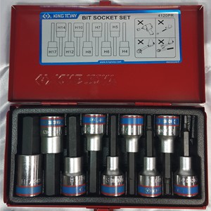 ชุด บล็อกเดือยโผล่ KINGTONY [ คิงโทนี่ ] HEX หกเหลี่ยม 80 mm. ยาว 4120PR 9 Pcs. / Set. [ H4 - H17 ] 