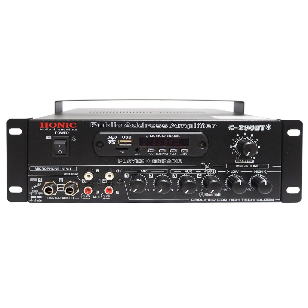 HONIC  C200BT DC12V-14.4V เครื่องขยายเสียง C-200BT C 200BT (สินค้าใหม่แกะกล่อง รับประกันศูนย์ไทย)