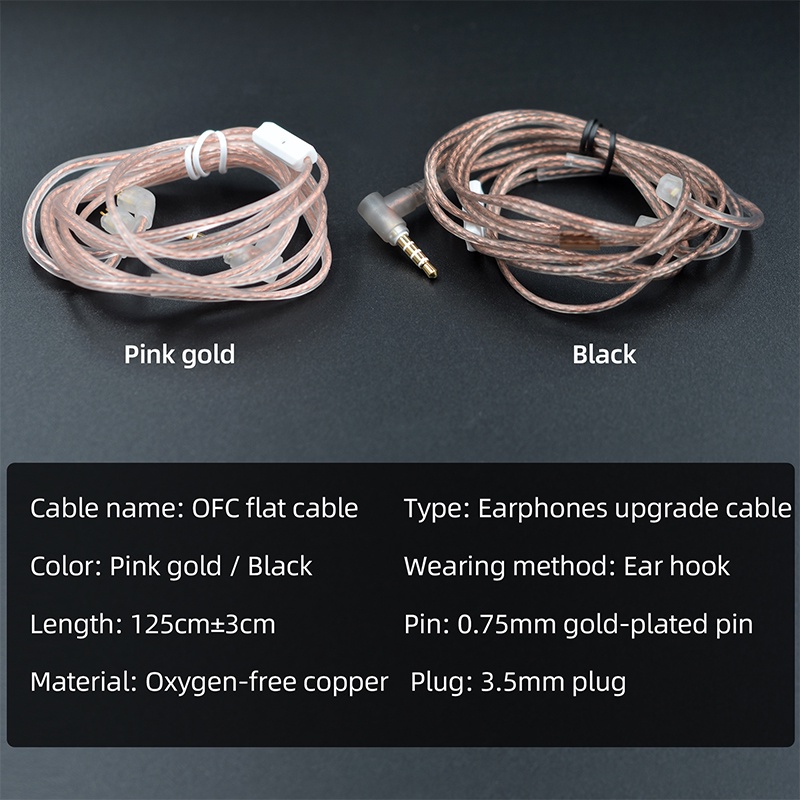 New KZ OFC cable High purity oxygen-free copper flat upgrade line 2Pin for ZS10 EDX EDC ZST ZSN ZEX Pro X