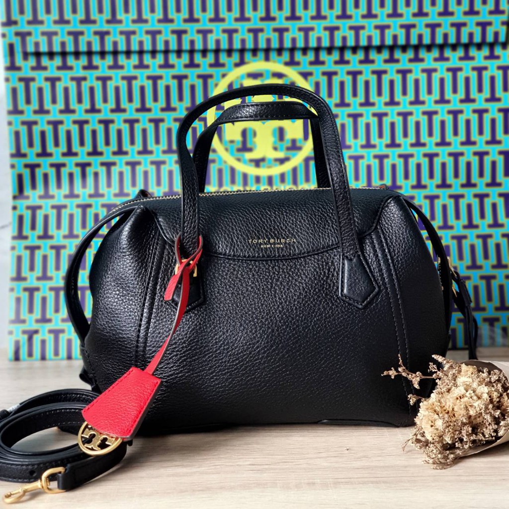 TORY BURCH Perry Small Satchel in Black | Shopee Thailand