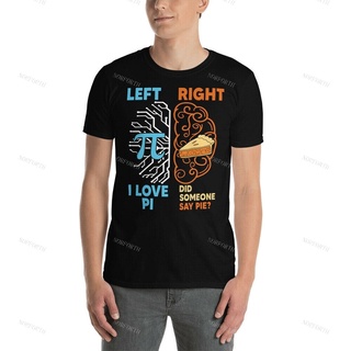 เสื้อยืดผ้าฝ้ายพิมพ์ลาย เสื้อยืดคอกลม ผ้าฝ้าย พิมพ์ลาย Left I Love Pi Right Did Someone Say Pie Funny Pi Day Math Pie Lo