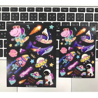 สติ๊กเกอร์ A7 และ A6 Die-cut ลาย 181. Shark &amp; Dino Space