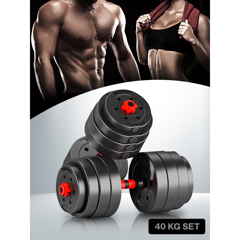 ส่งฟรี ชุดดัมเบลพร้อมบาร์เบล ดัมเบลยกน้ำหนัก ดัมเบลออกกำลังกาย 40 กก. Adjustable Dumbbell and Barbell Set 40 kg.ร้านคนไทย มีเก็บเงินปลายทาง