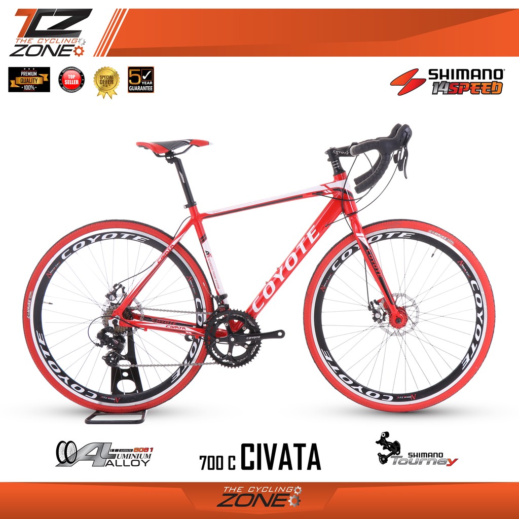 COYOTE จักรยาน CYCLOCROSS ขนาด 700C /อลูมิเนียม ไซส์ 49/ รุ่น CIVATA (สีขาว/แดง)