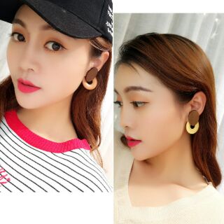 🥨 Alluring 🥨-A0003🌛 ต่างหูไม้ Korean Stlye