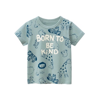 9802 27kids เสื้อยืดเด็ก BORN TO BE KIND เขียวหม่น