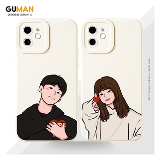 GUMAN เคสคู่ เคสไอโฟน คู่รัก ขอบเหลี่ยมกันกระแทกซิลิโคนนุ่มการ์ตูนน่ารักตลก เคสโทรศัพท์ Compatible for iPhone 14 13 12 11 Pro Max SE 2020 X XR XS 8 7 6 6S Plus พลัส XYM539