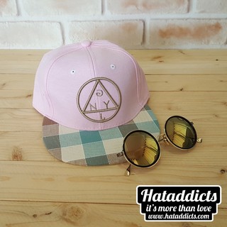หมวกแฟชั่น hiphop ลาย NYL สีชมพู