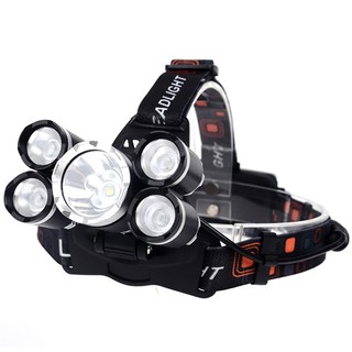 พร้อมส่ง ไฟฉาย 5Led Headlight Flashlight Waterproof LED Head Light Lamp 18650