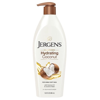 Jergens Oil-Infused Hydrating Coconut 24-Hour Moisturizer 496ml (9033) เจอร์เกนส์ ออยล์-อินฟิวส์ ไฮเดรติ้ง โคโคนัท