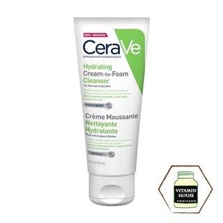 Cerave Hydrating Cream-To-Foam Cleanset เซราวีคลีนเซอร์ทำความสะอาดและล้างเครื่องสำอางบนผิวหน้าในขั้นตอนเดียว (100 ML)