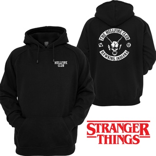 คอตต้อนคอกลมเสื้อกันหนาว มีฮู้ด ลาย Stranger Things Hellfire Club 1205S-5XL