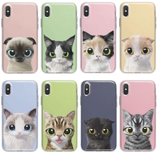 Samsung Galaxy A10 A20 A30 A40 A50 A70 A80 เคสโทรศัพท์ใสนุ่ม แมวน่ารักที่มีตาโต