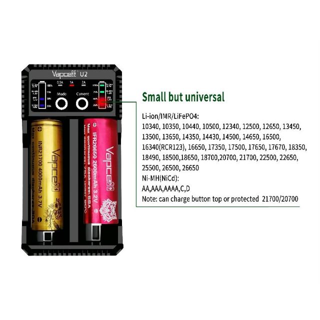 แท่นชาร์จแบต Vapcell U2  รองรับ 21700