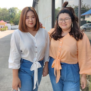 ❤BELLY TOP❤ เสื้อผูกเอว ให้ความสดใสและเซ็กซี่มากๆ สำหรับสาว Plus size  เนื้อผ้าเรยอน ใส่สบายสุดๆ