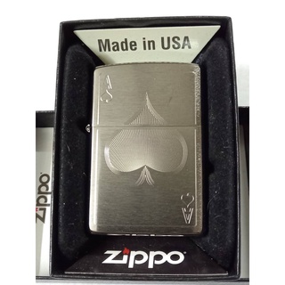 ZIPPO 49418 ACE DESIGN   สี้เงิน ผิวโครเมี่ยม  ลายแบบเลเซอร์  ของใหม่ไม่ผ่านการใช้งาน  มาพร้อมกล่อง  รับประกันของแท้