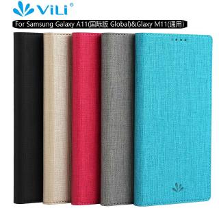 Vili Luxury PU Leather Casing Samsung Galaxy M11 / A11 Magnetic Flip Cover Fashion Simple Case Card Holder