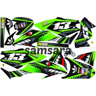 สติกเกอร์ ลายฉลาม สีเขียว สําหรับติดตกแต่งรถจักรยานยนต์ Kawasaki Klx Bf150