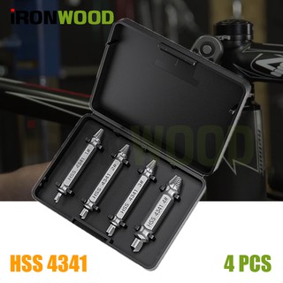 iRon Wood ชุดเครื่องมือถอนหัวน็อต HSS4341 สกรู ตะปู ที่ชำรุด 4 ชิ้น พร้อมกล่อง Speed Out