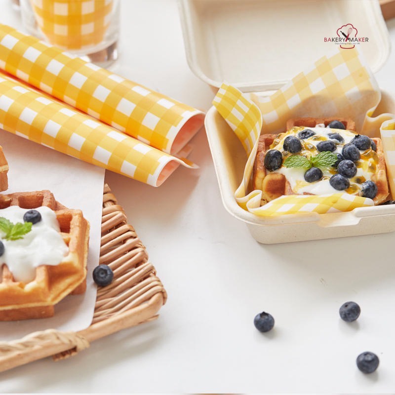 กระดาษห่ออาหาร ลายตาราง 4 สี Food wrapping paper wax paper กระดาษรองขนม กระดาษห่อเบอร์เกอร์ ราคา ถูกที่สุด ดีลบีเคเค แกลเลอรีภาพที่ 4