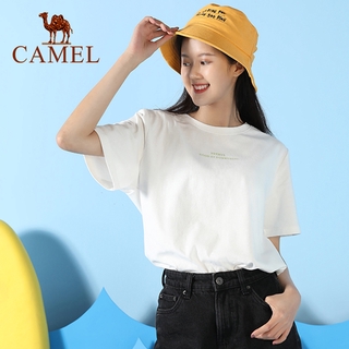 CAMEL ใหม่เสื้อยืดลําลองสําหรับสตรีผ้าฝ้ายแขนสั้นพิมพ์ลายทรงหลวมS-5XL