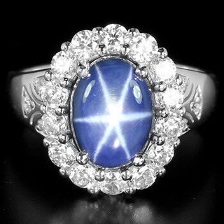 แหวนเงินแท้ 925 พลอยไพลินสตาร์ Blue Star Sapphire  น้ำหนัก 2.52  กะรัต  เนื้อเนียนขาสวยค่ะ