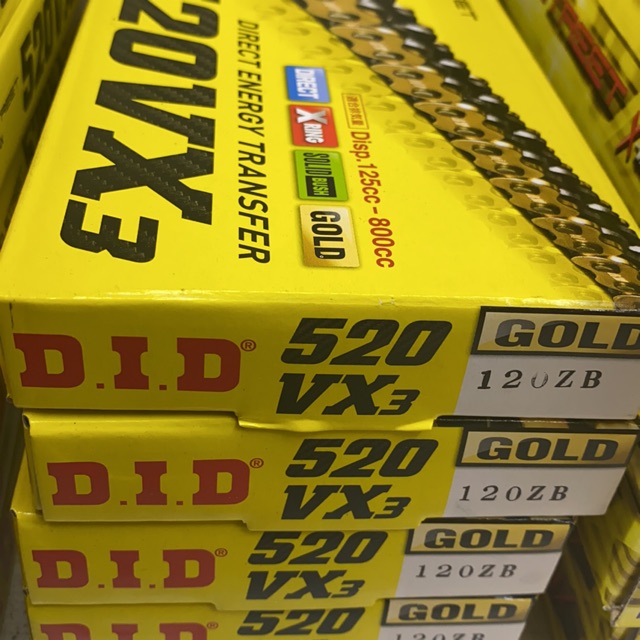 DID 520VX3 X-Ring โซ่สีดําสีทอง