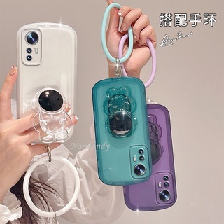 เคสโทรศัพท์ Casing for Xiaomi Mi 12 11T Pro 11 Lite 5G NE POCO F4 X4 GT Redmi 10 10C 5G Transparent Airbag Smartphone Case Soft Case with Sky Astronaut Fold Stand Wristband Protection Cover เคส