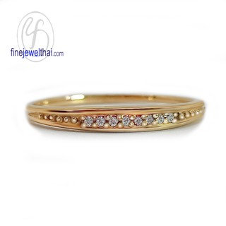 Finejewelthai แหวนเพชร-แหวนเงินแท้-เพชรสังเคราะห์-แหวนหมั้น-แหวนแต่งงาน-Diamond Cz-Silver-Pink gold-Ring - R1371cz-pg