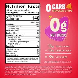 Keto crackers zerocarb no sugar(Cheddar Cheese)แครกเกอร์คีโต แครกเกอร์สุขภาพ ไม่มีคาร์บ รสเชดดาร์ชีส