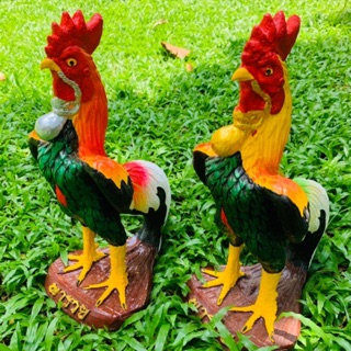 ปูนปั้น ไก่ชน  ไก่มงคล ถุงเงิน ถุงทอง 1 ตัว